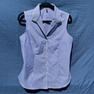 100% Cotton Jones New York medium sleeveless button up blue tank natural fibers